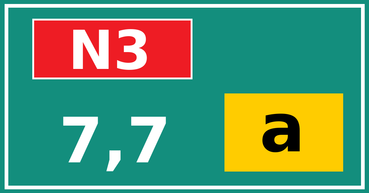 Hectometerbord N3 7,7 letter a