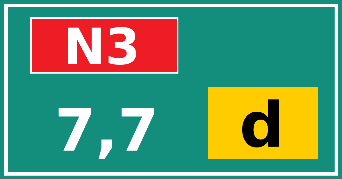 Hectometerbord N3 7,7 letter d