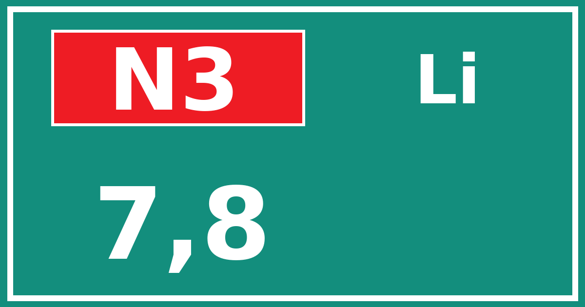 Hectometerbord N3 7,8 zijde Li