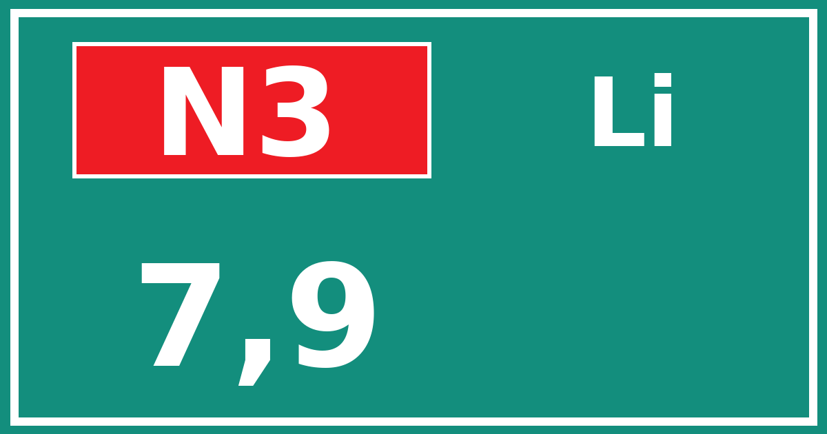 Hectometerbord N3 7,9 zijde Li