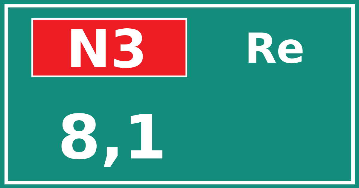 Hectometerbord N3 8,1 zijde Re