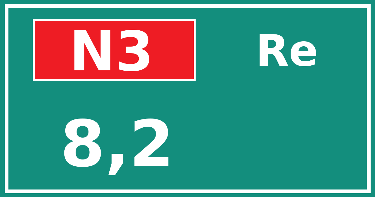 Hectometerbord N3 8,2 zijde Re