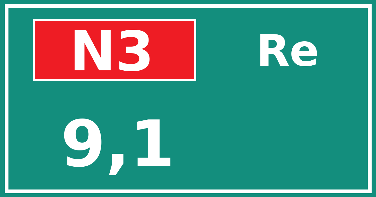 Hectometerbord N3 9,1 zijde Re