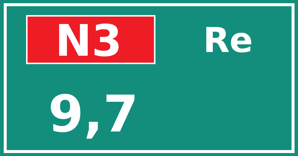 Hectometerbord N3 9,7 zijde Re
