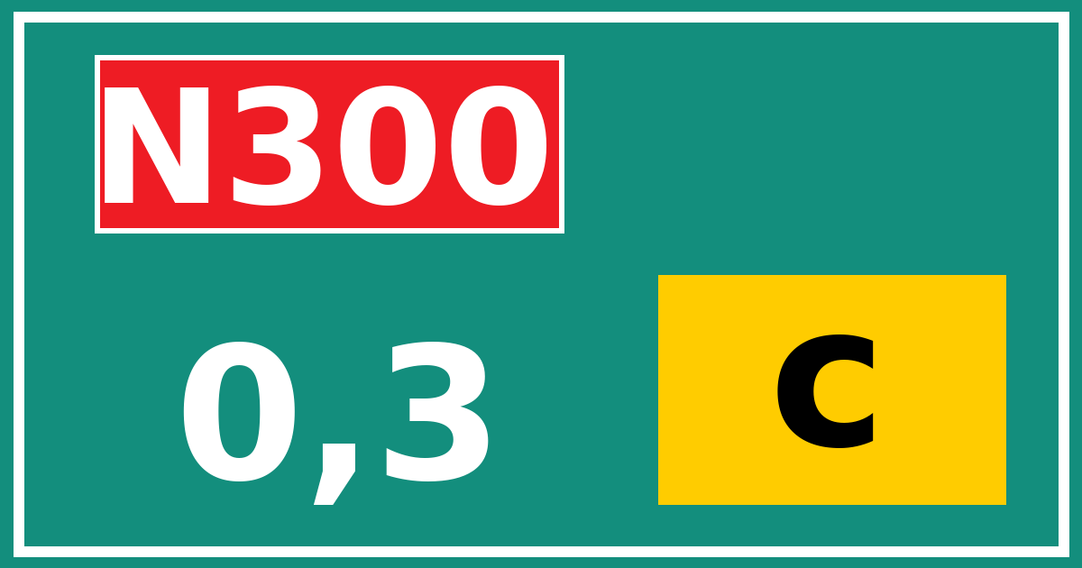 Hectometerbord N300 0,3 letter c