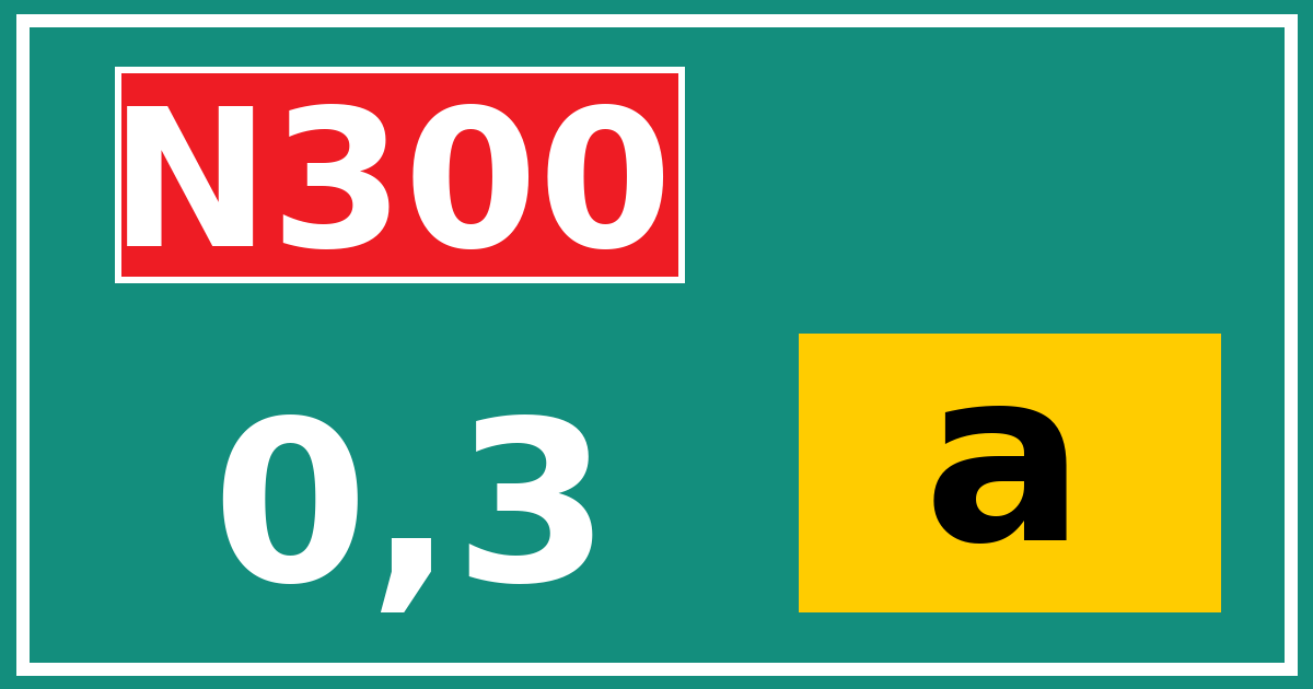 Hectometerbord N300 0,3 letter a