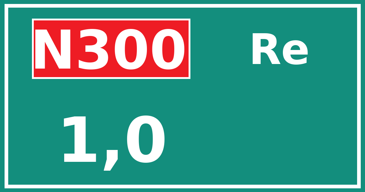Hectometerbord N300 1,0 zijde Re