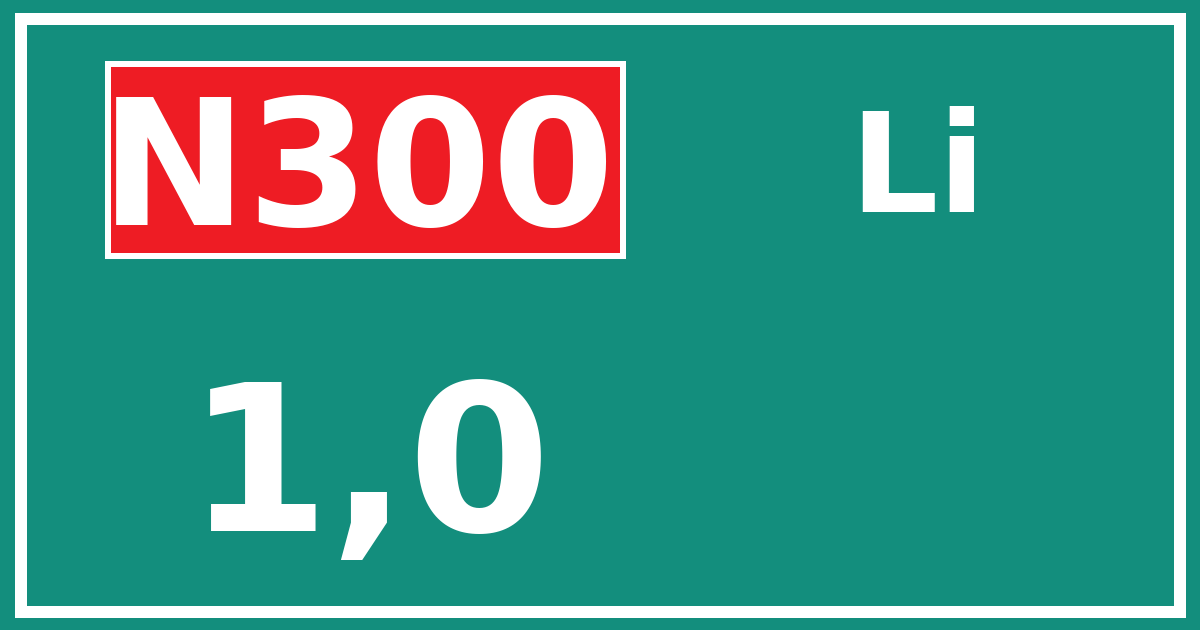 Hectometerbord N300 1,0 zijde Li