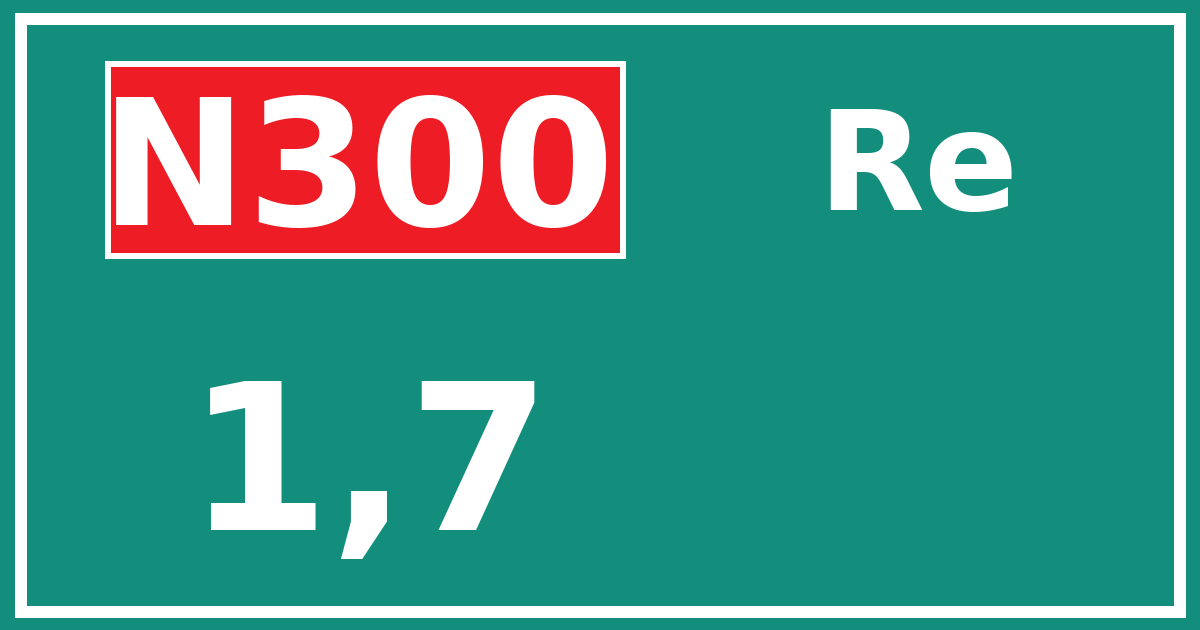 Hectometerbord N300 1,7 zijde Re