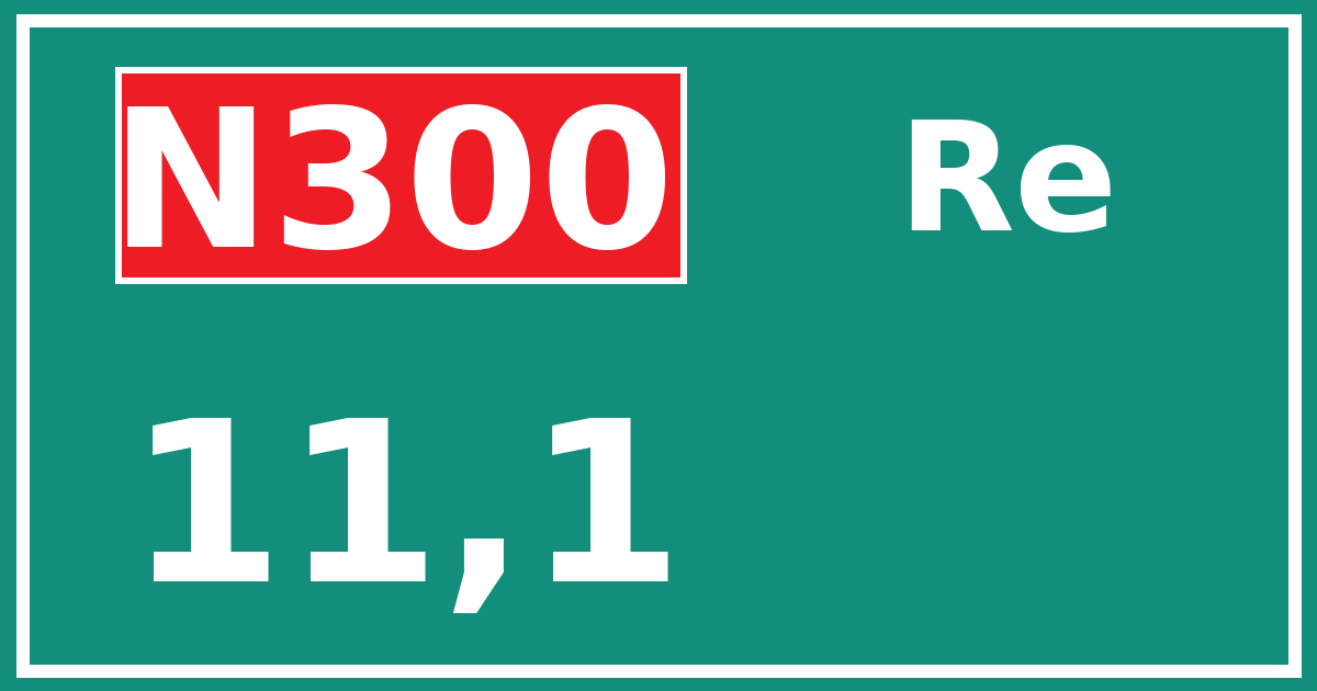 Hectometerbord N300 11,1 zijde Re