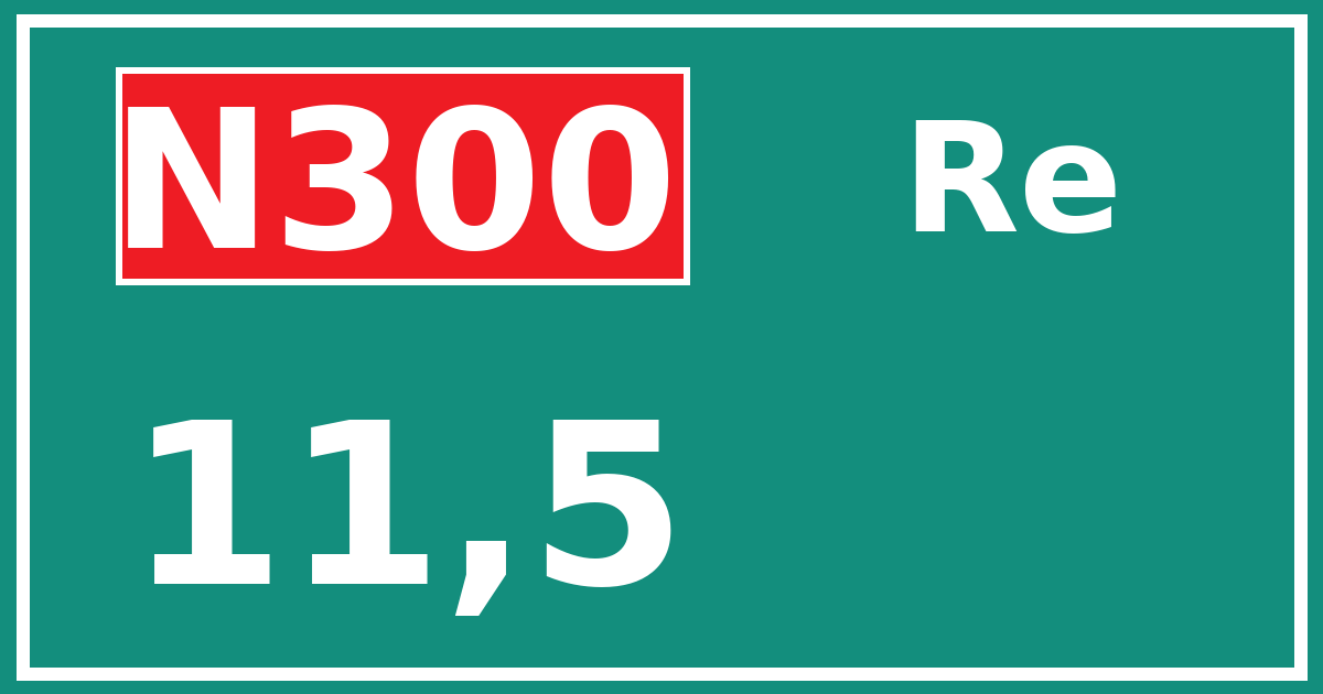 Hectometerbord N300 11,5 zijde Re