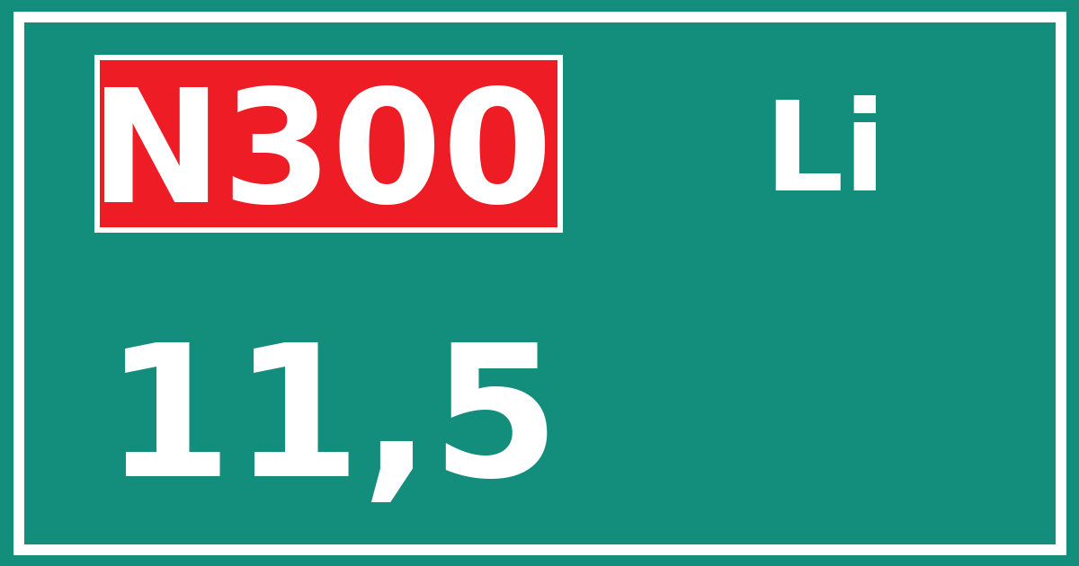 Hectometerbord N300 11,5 zijde Li