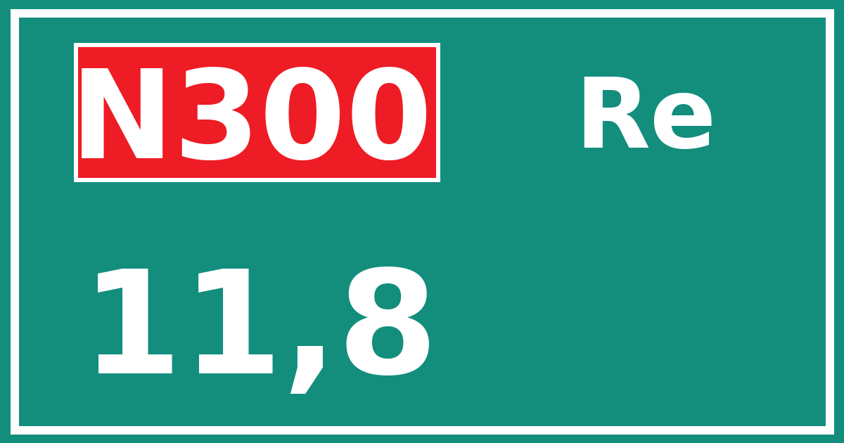 Hectometerbord N300 11,8 zijde Re