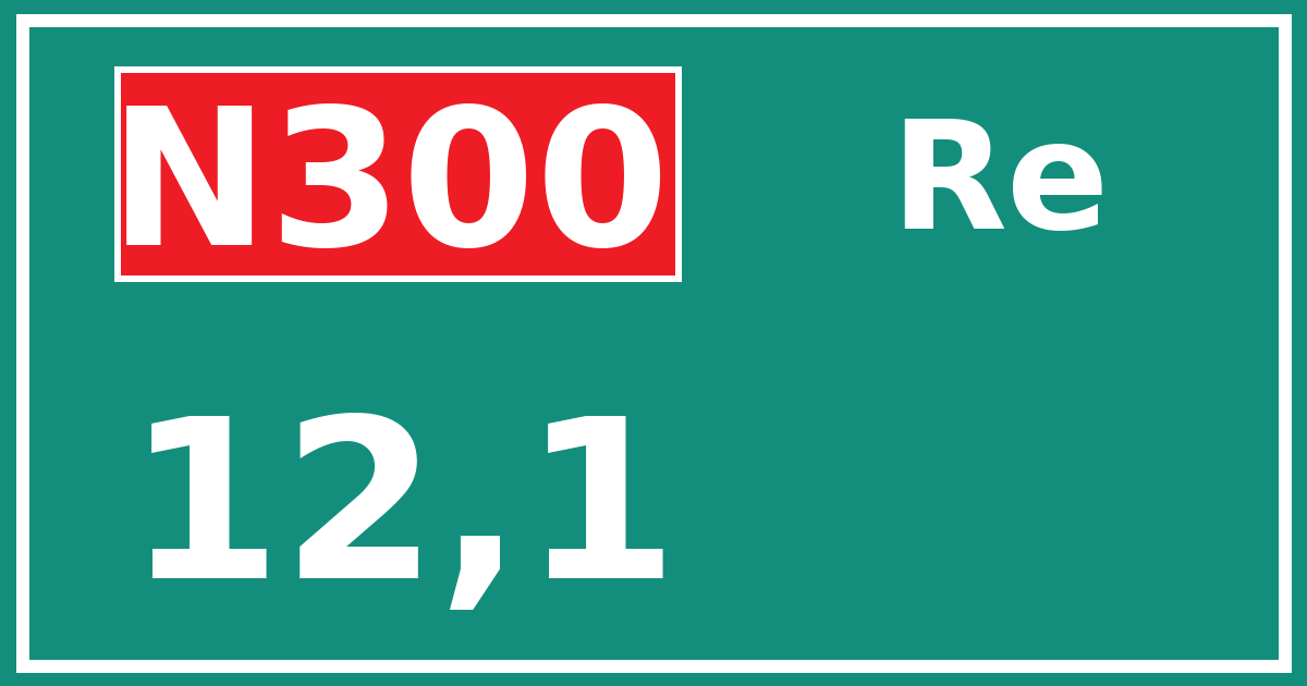 Hectometerbord N300 12,1 zijde Re