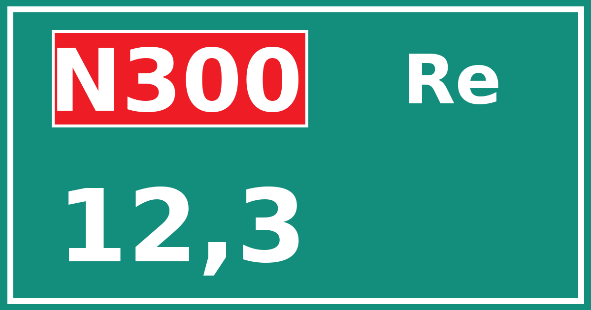 Hectometerbord N300 12,3 zijde Re