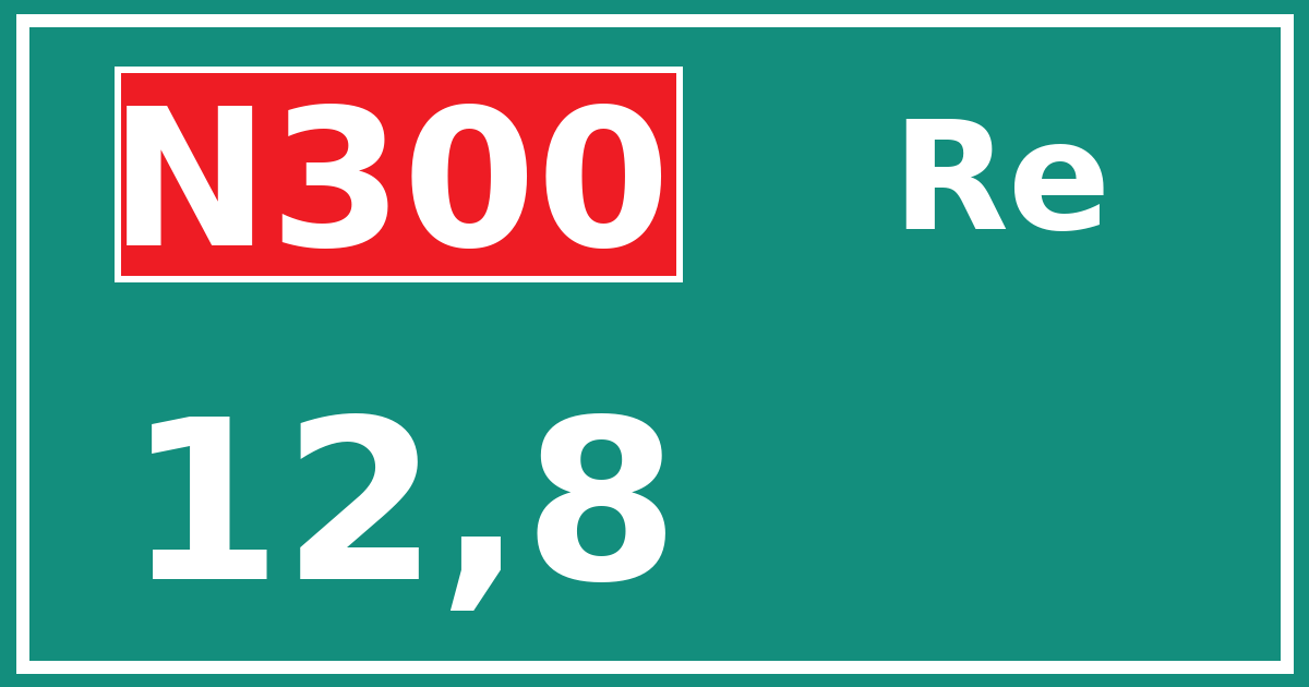 Hectometerbord N300 12,8 zijde Re