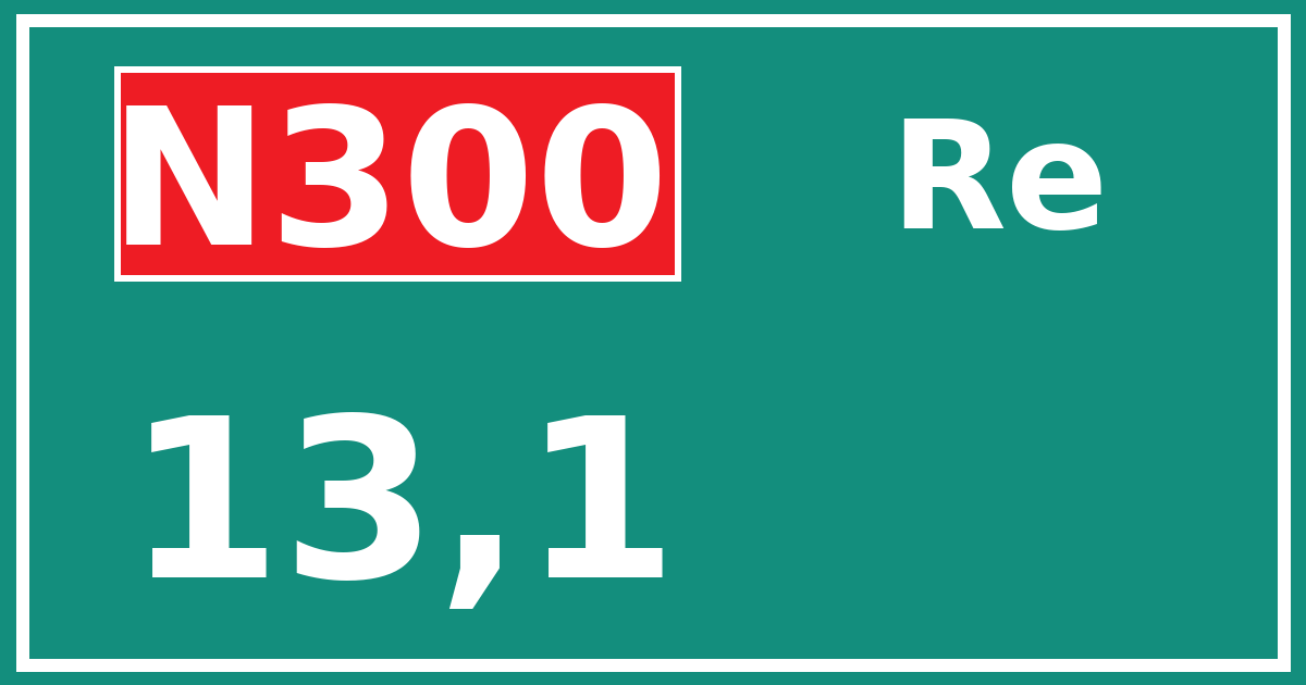 Hectometerbord N300 13,1 zijde Re