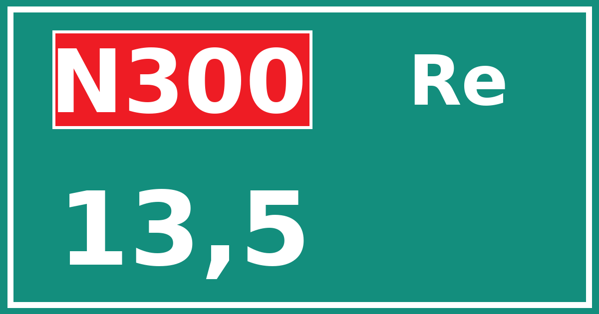 Hectometerbord N300 13,5 zijde Re
