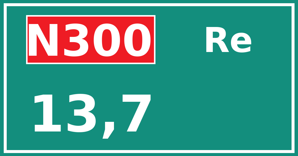 Hectometerbord N300 13,7 zijde Re