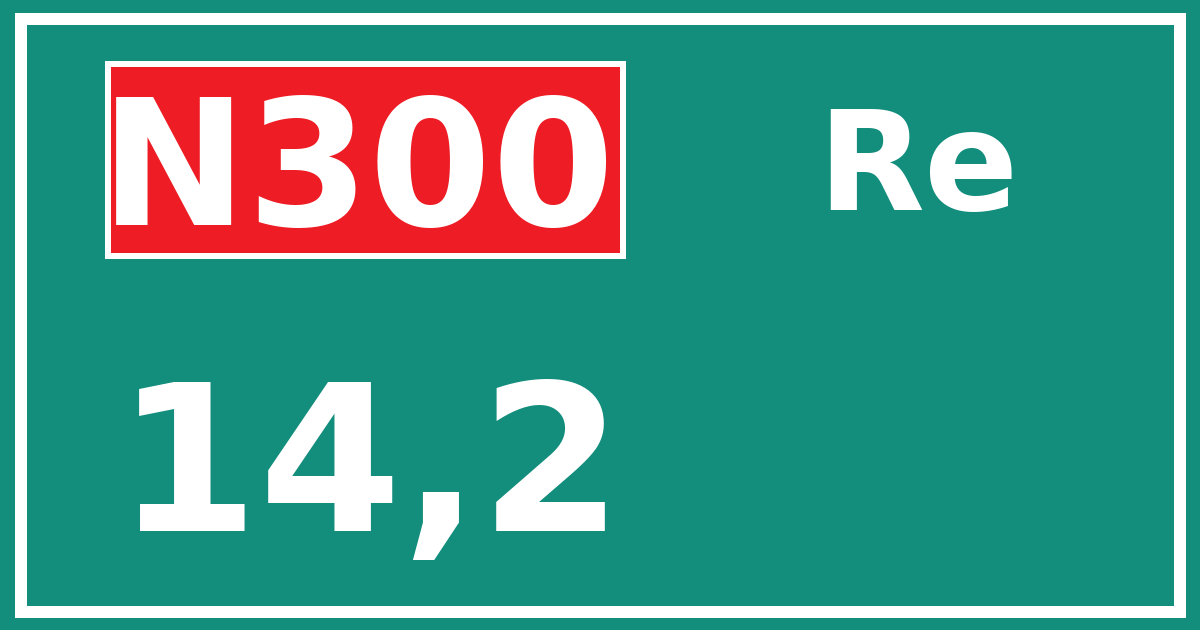 Hectometerbord N300 14,2 zijde Re