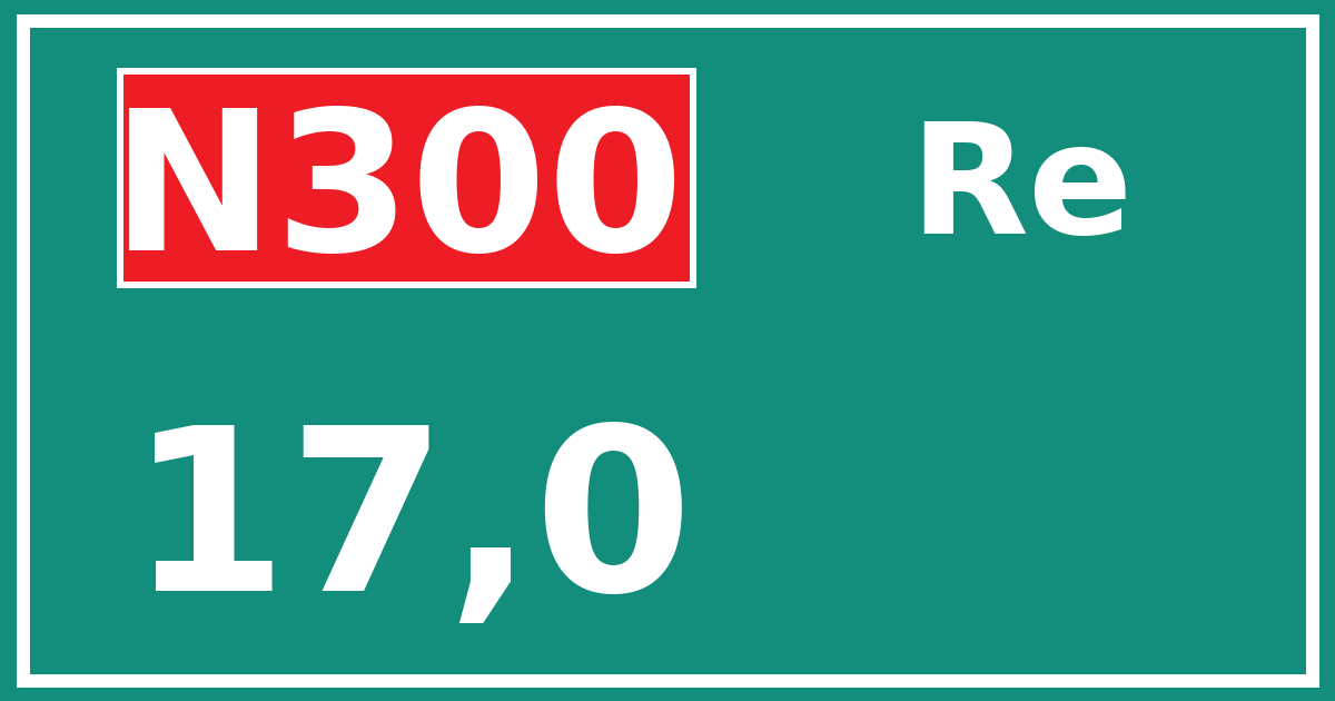 Hectometerbord N300 17,0 zijde Re
