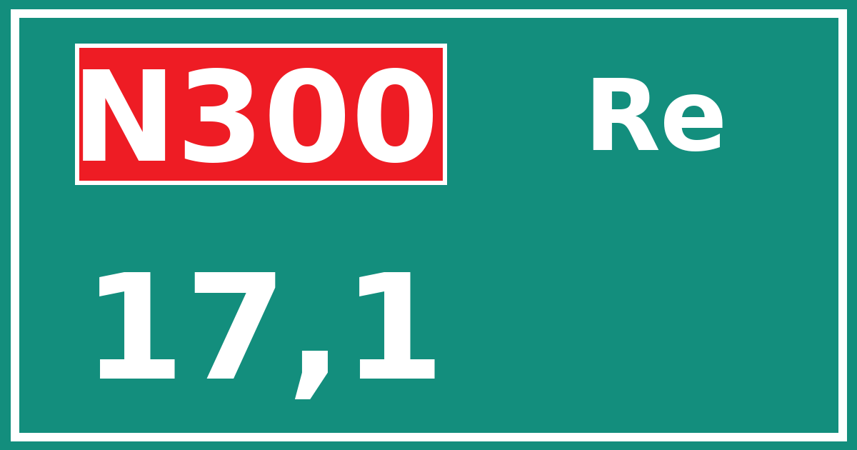 Hectometerbord N300 17,1 zijde Re
