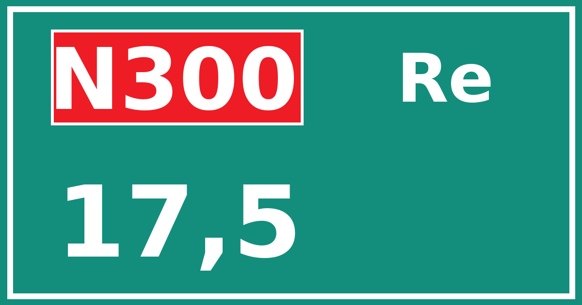 Hectometerbord N300 17,5 zijde Re