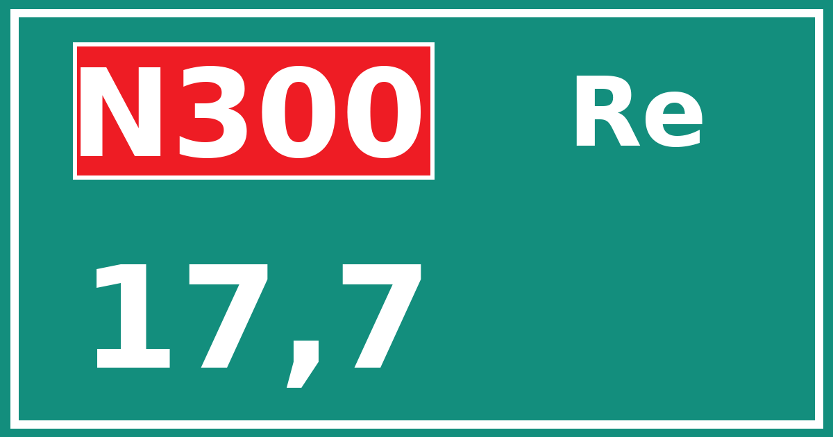 Hectometerbord N300 17,7 zijde Re