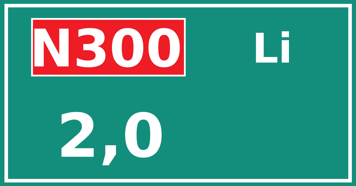 Hectometerbord N300 2,0 zijde Li