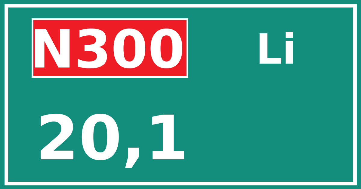 Hectometerbord N300 20,1 zijde Li