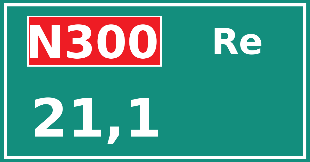 Hectometerbord N300 21,1 zijde Re