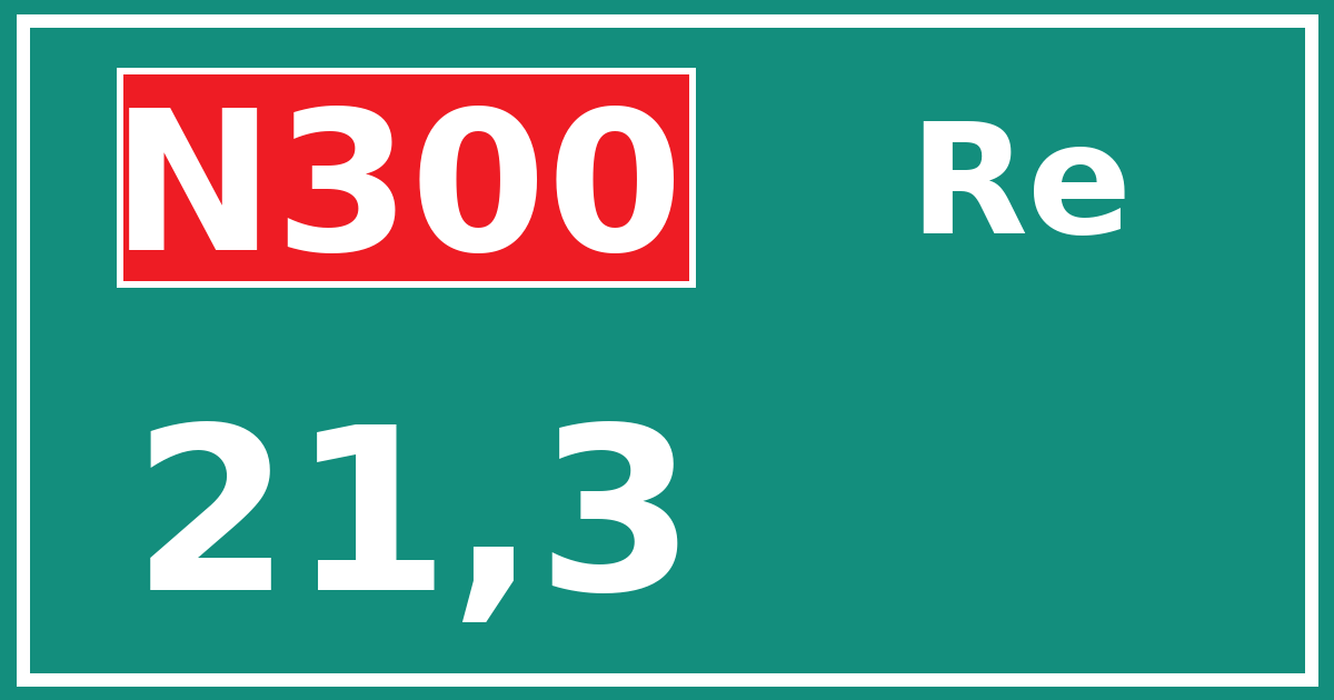 Hectometerbord N300 21,3 zijde Re