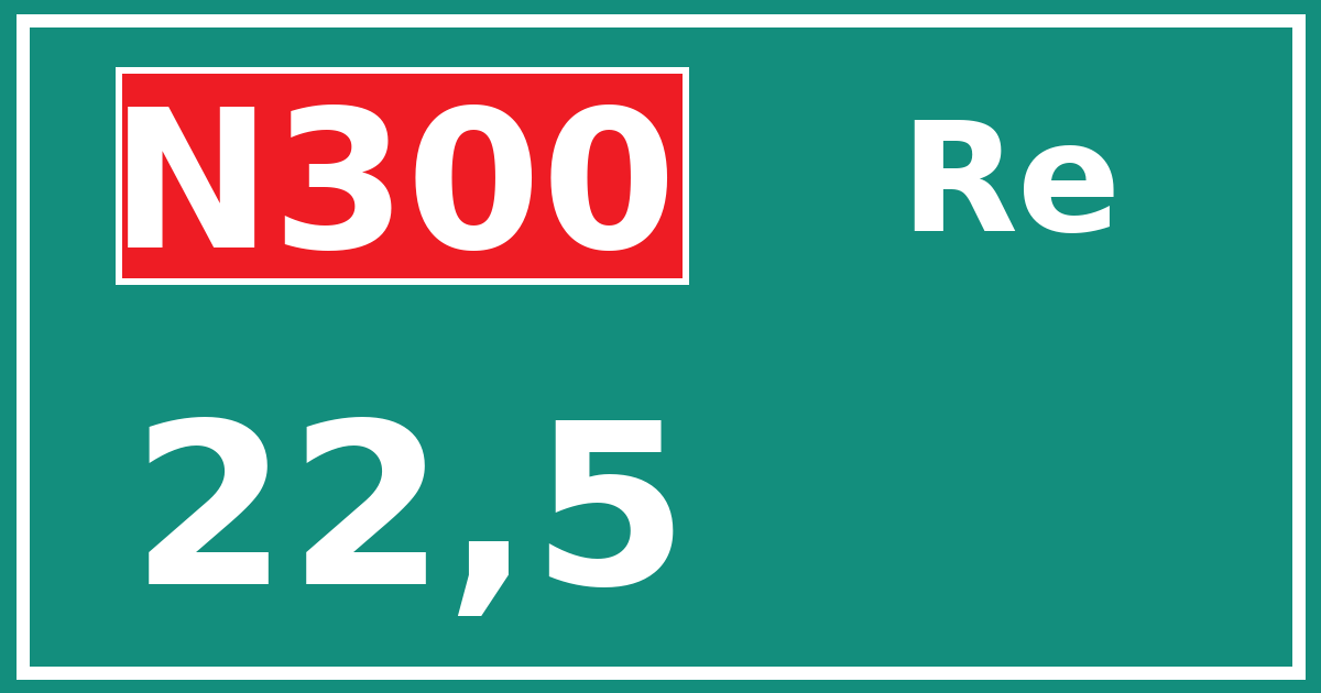 Hectometerbord N300 22,5 zijde Re