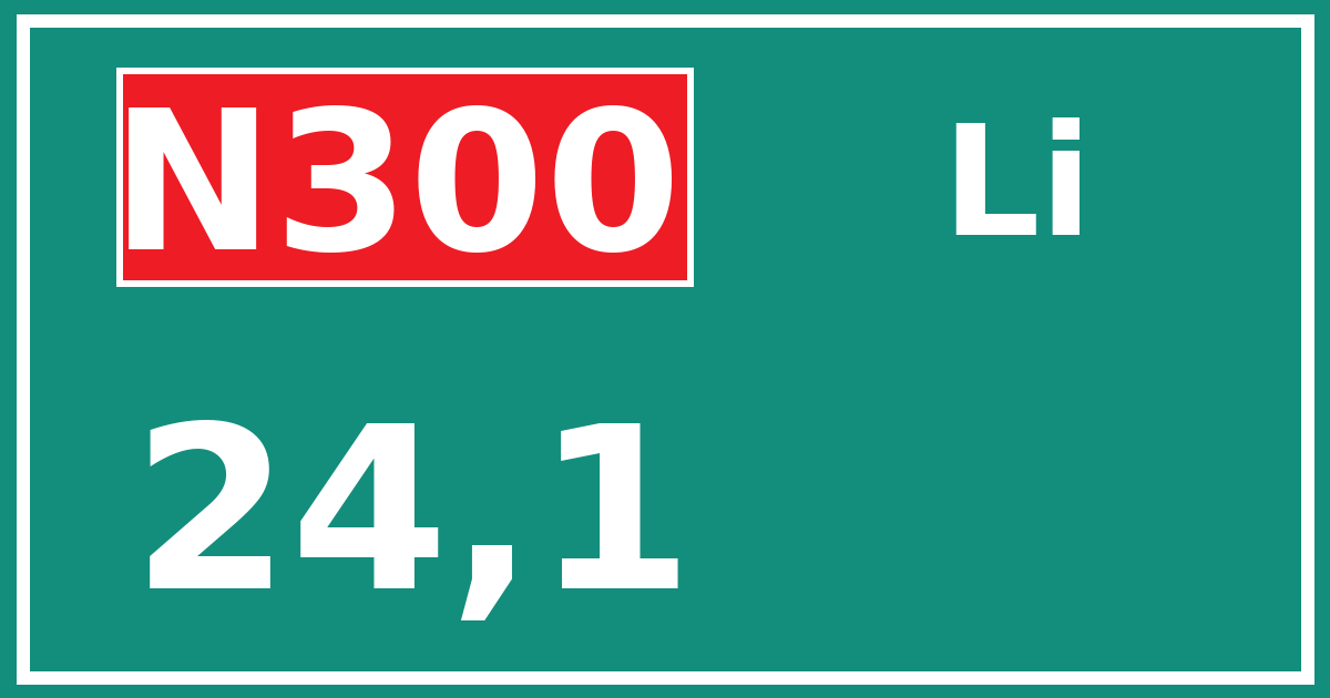 Hectometerbord N300 24,1 zijde Li