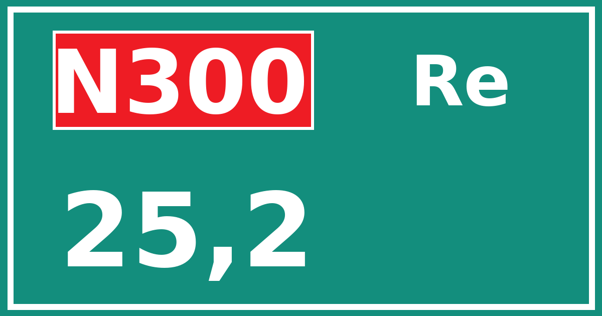Hectometerbord N300 25,2 zijde Re