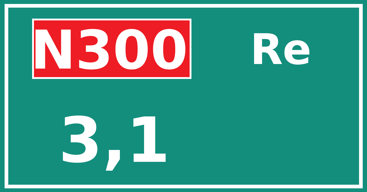 Hectometerbord N300 3,1 zijde Re