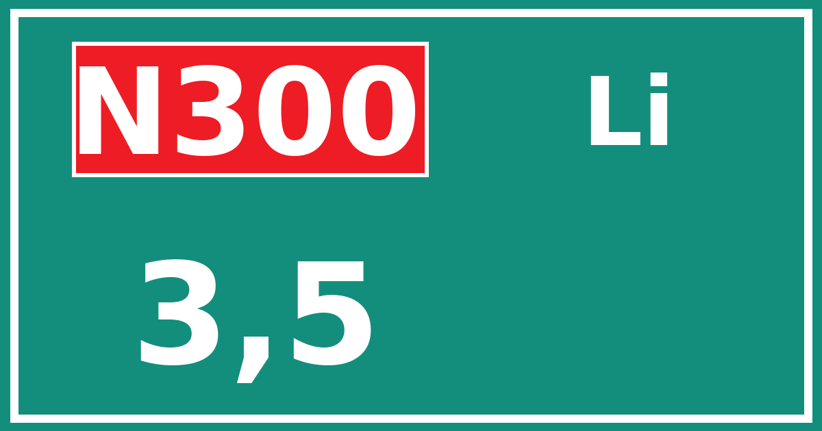 Hectometerbord N300 3,5 zijde Li