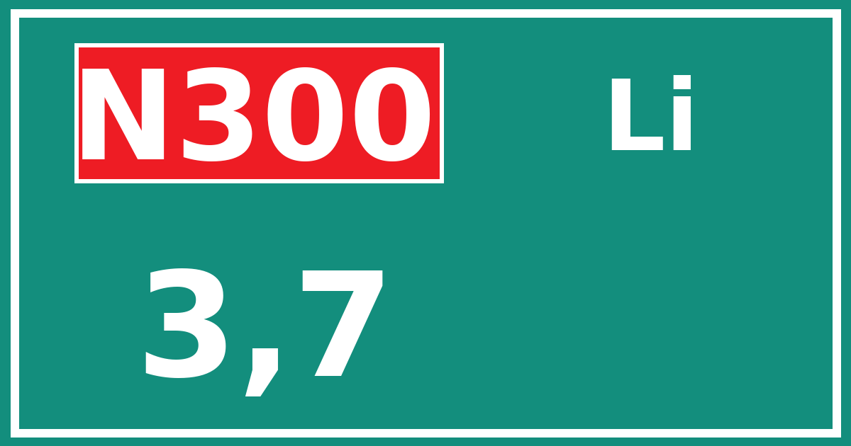 Hectometerbord N300 3,7 zijde Li