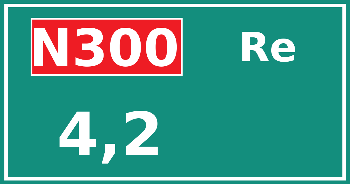Hectometerbord N300 4,2 zijde Re