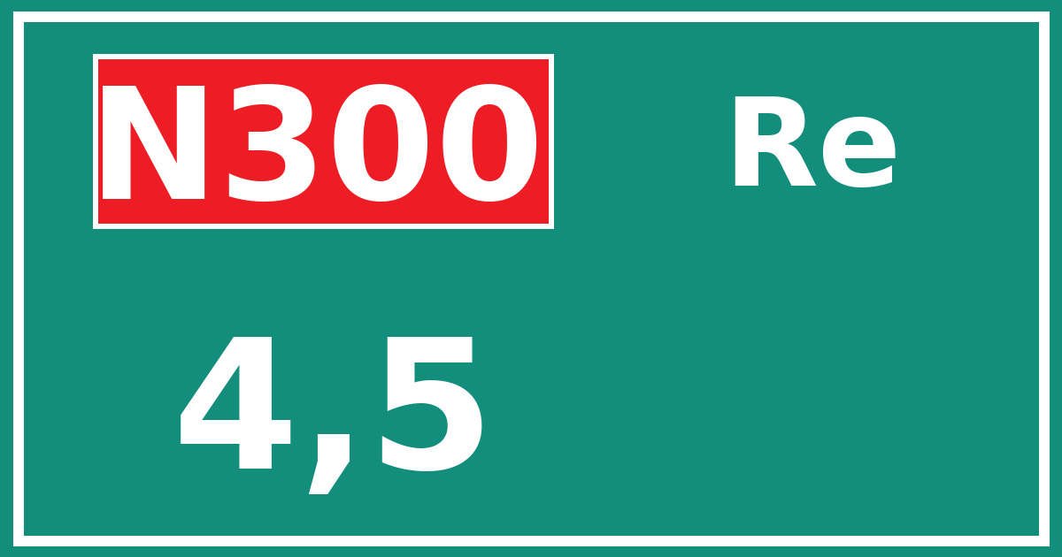 Hectometerbord N300 4,5 zijde Re
