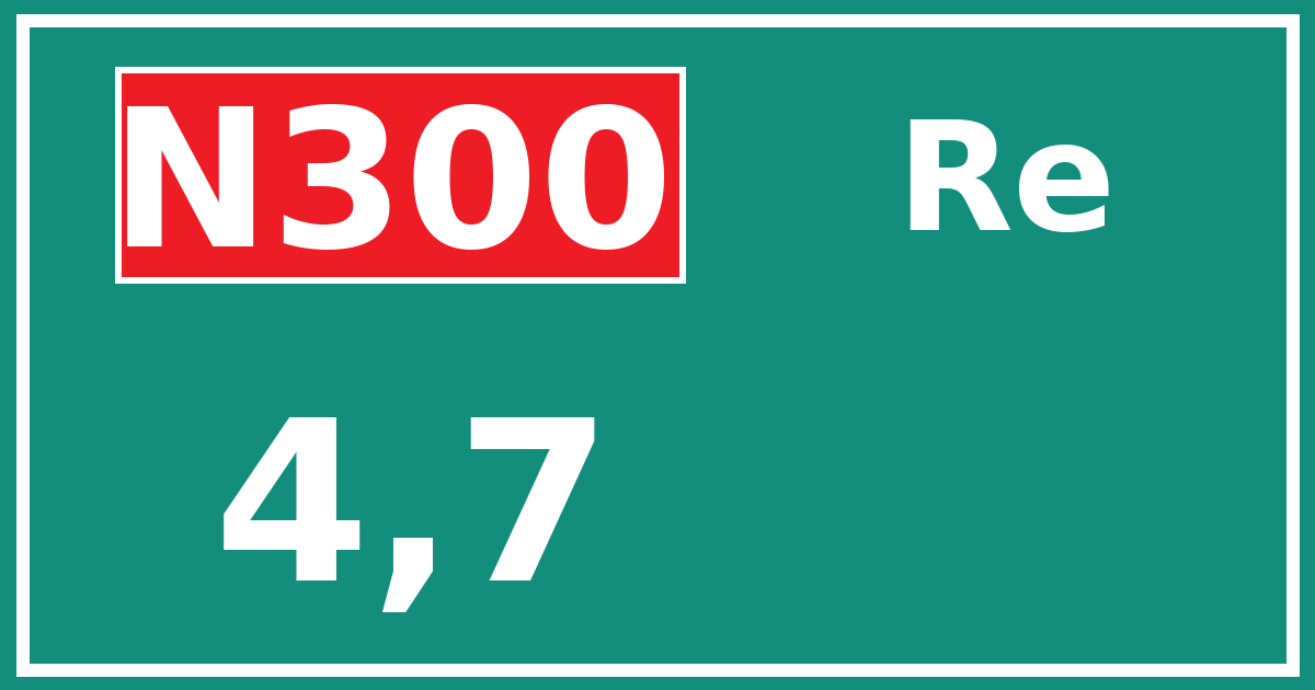 Hectometerbord N300 4,7 zijde Re