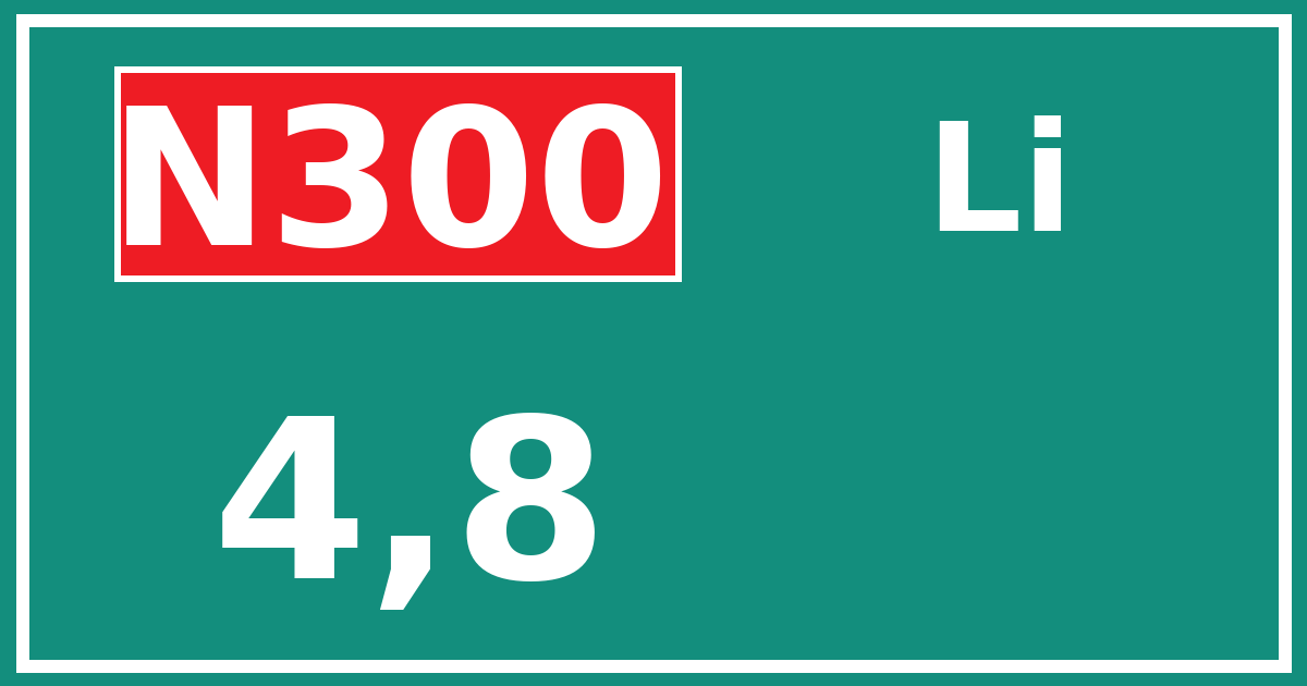 Hectometerbord N300 4,8 zijde Li
