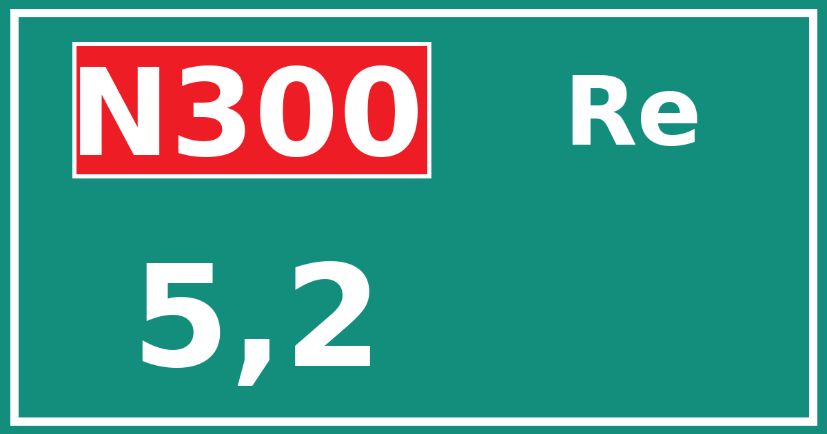 Hectometerbord N300 5,2 zijde Re