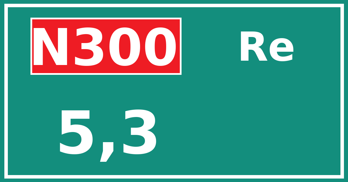 Hectometerbord N300 5,3 zijde Re