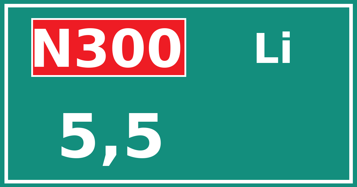 Hectometerbord N300 5,5 zijde Li