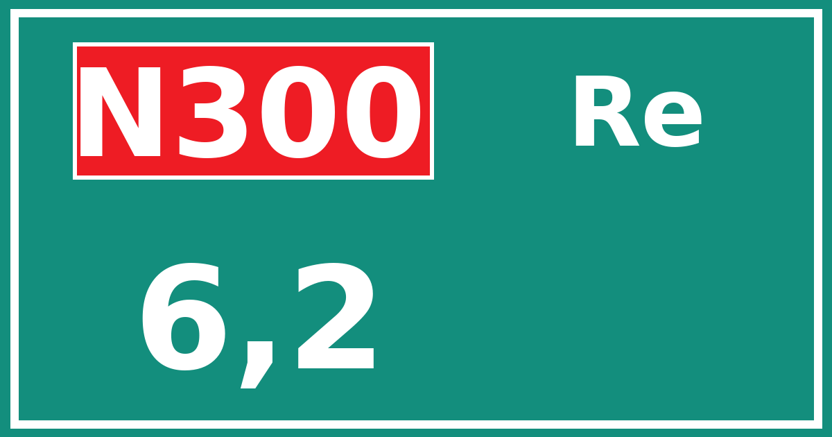 Hectometerbord N300 6,2 zijde Re