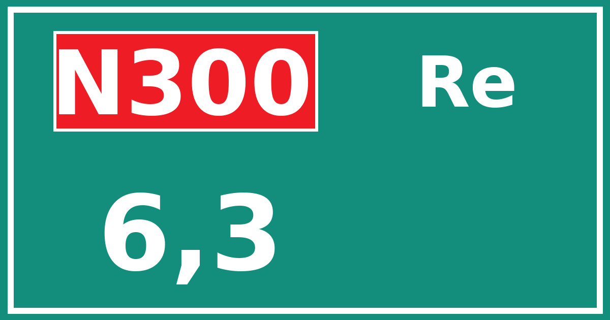 Hectometerbord N300 6,3 zijde Re