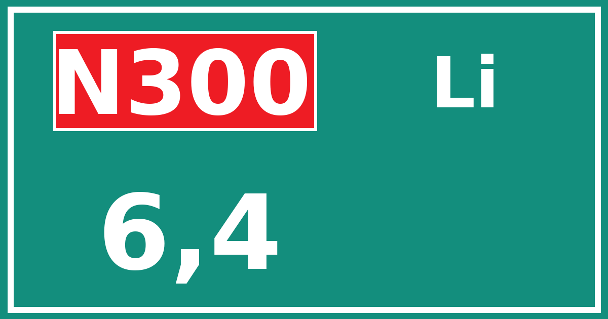 Hectometerbord N300 6,4 zijde Li