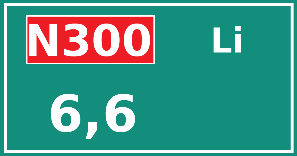 Hectometerbord N300 6,6 zijde Li
