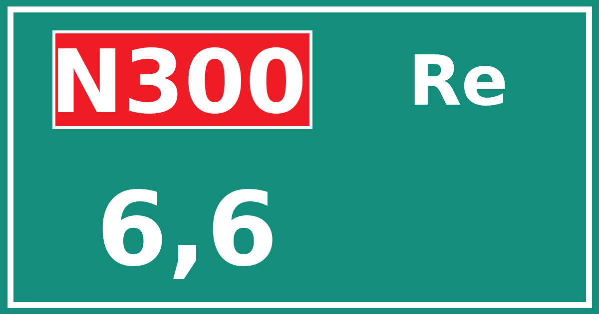 Hectometerbord N300 6,6 zijde Re